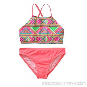 OP Girls Tankini Set Halter Top Coral Print Swimwear Size Medium 7-8 B07FZF678Y